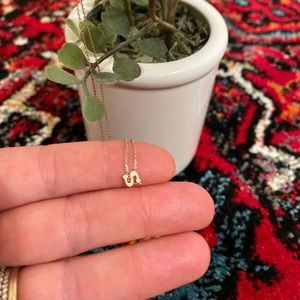 14k Yellow Gold - Stephanie Gottlieb Mini Mini Initial Necklace - Letter S